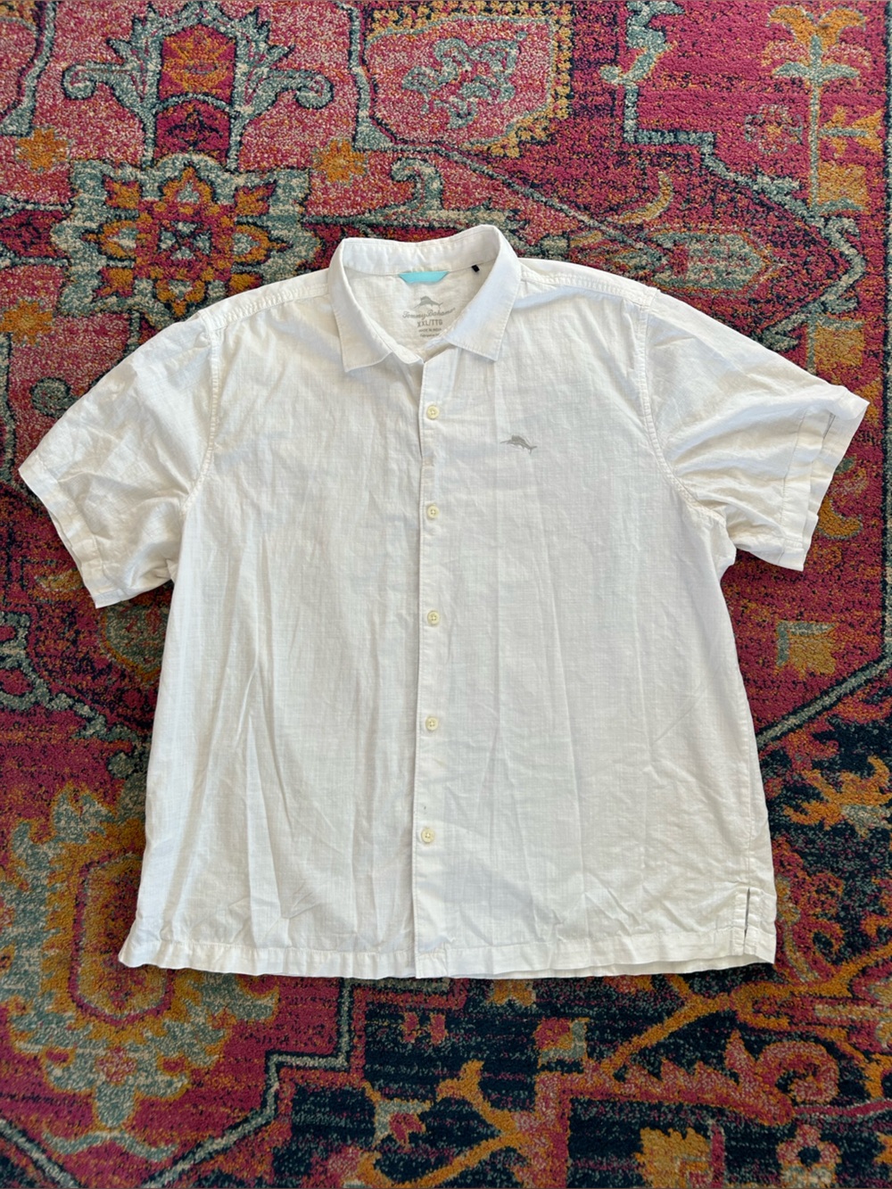 Tommy Bahama | Men's White Short-Sleeve Cotton Button Up Collared Shirt Size XXL - Picture 6 of 16